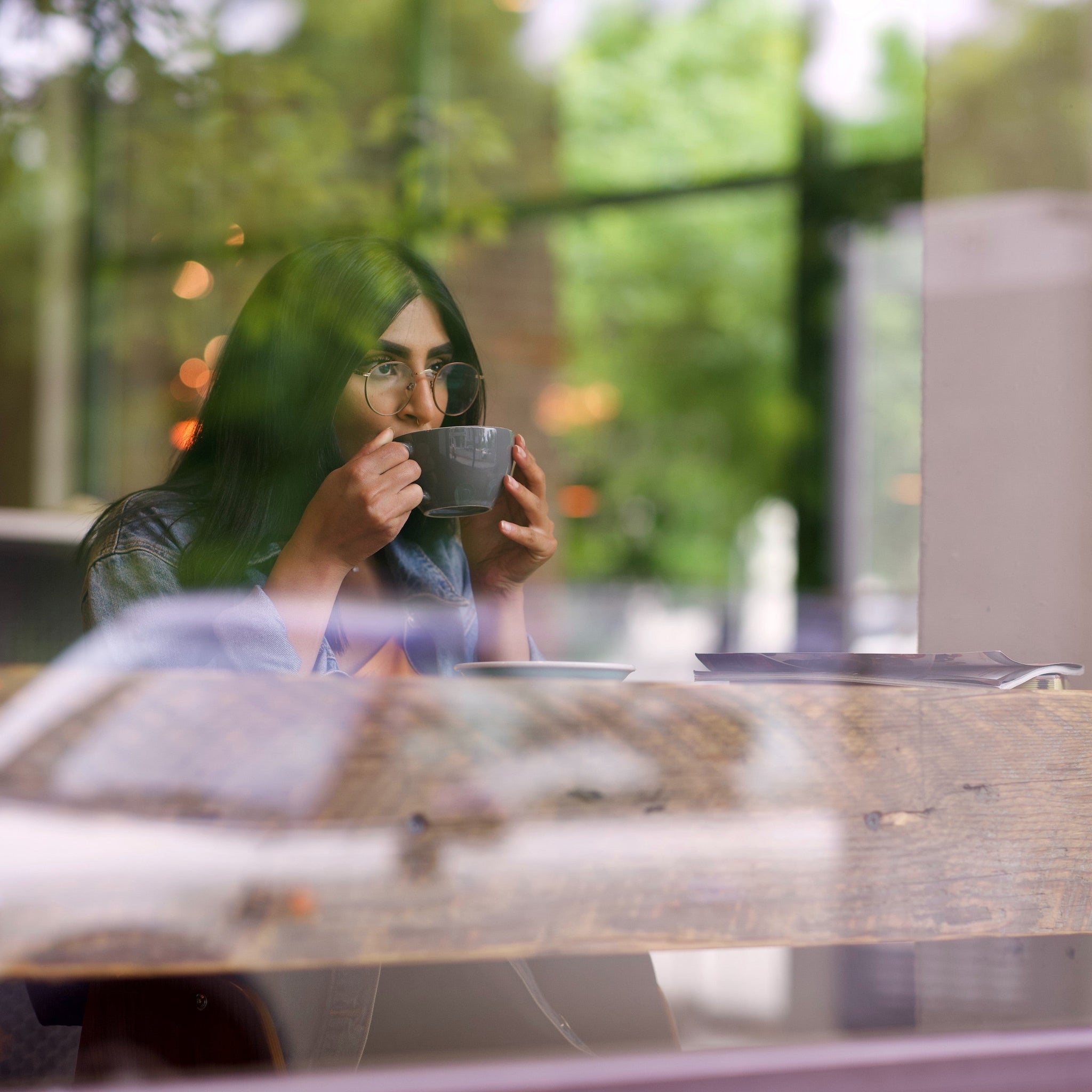 Woman drinking coffee