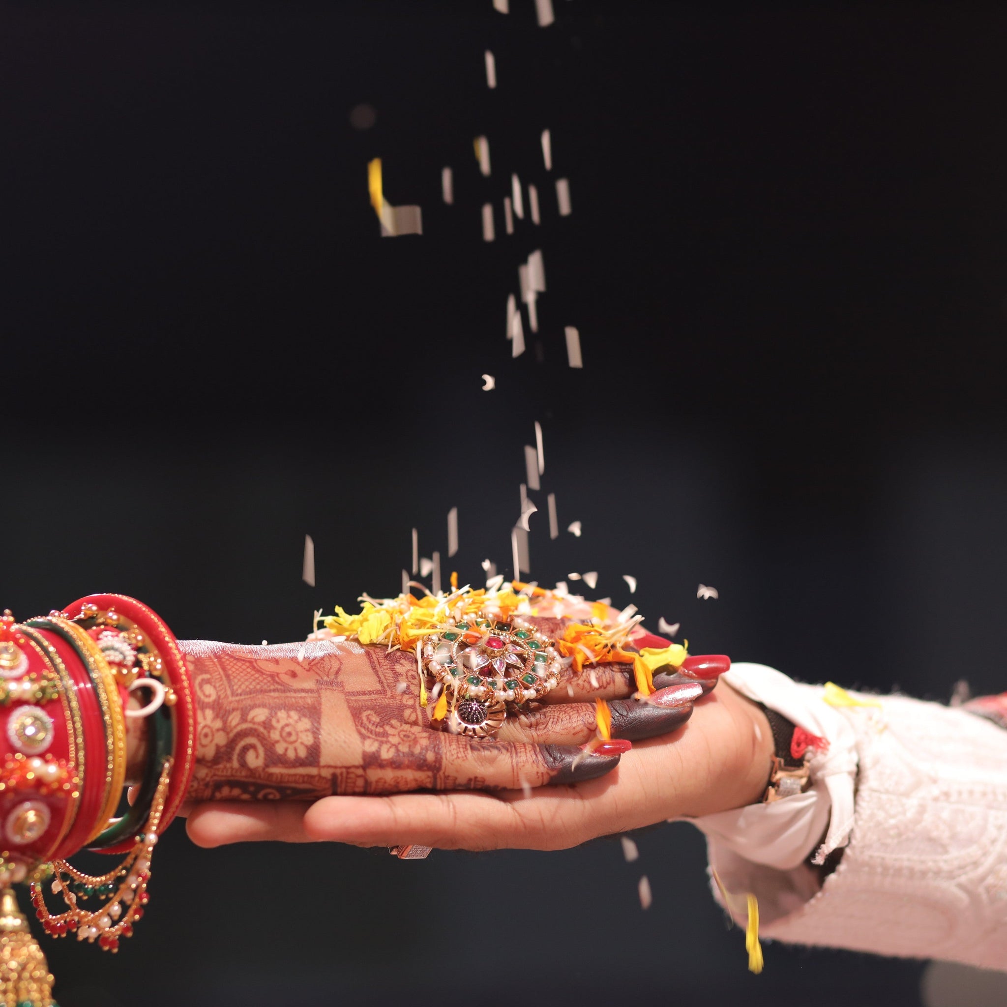 Close-up of Couple Hands at Traditional Wedding