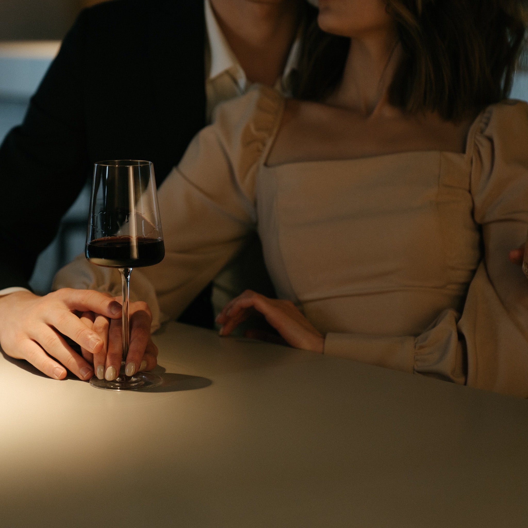 A couple drinking wine